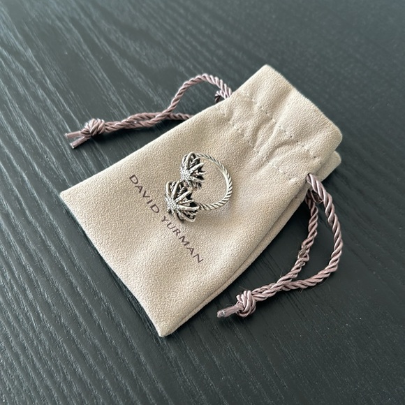 David Yurman Starburst Bypass Ring in Sterling Silver with Diamonds, 27.5mm - Picture 2 of 4